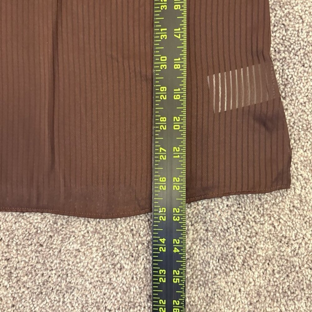 Express Women's Satin Top Size XS Brown Striped V-Neck Cuff Sleeve NWT $58 - Picture 11 of 15